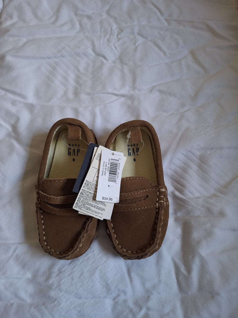 GAP Kids Brown Suede Moccasins with Penny Strap
